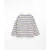 Greige gestreepte t-shirt - Striped t-shirt with fibers whale